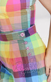 Hell Bunny Rainbow Gingham Lucia Shorts detail