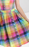 Hell Bunny Rainbow Gingham Lucia 50's Skirt detail