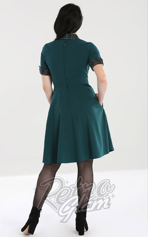 Hell Bunny Tiddlywinks Mid Dress in Green back