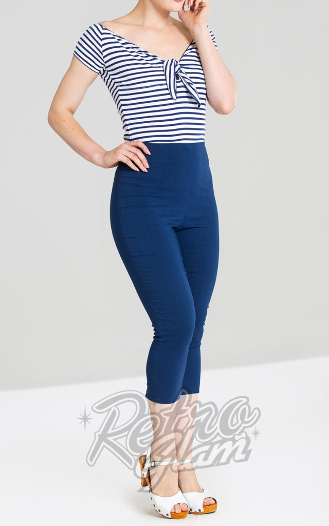 Hell Bunny Tina Capris in Navy Blue - M left only