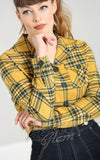 Hell Bunny Wither Jacket in Yellow Plaid detail
