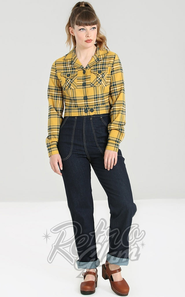 Hell Bunny Wither Jacket in Yellow Plaid - S left only