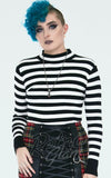 Jawbreaker High Neck Striped Sweater in Black & White