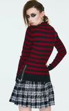 Jawbreaker High Neck Striped Sweater in Red & Black back
