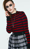 Jawbreaker High Neck Striped Sweater in Red & Black punk