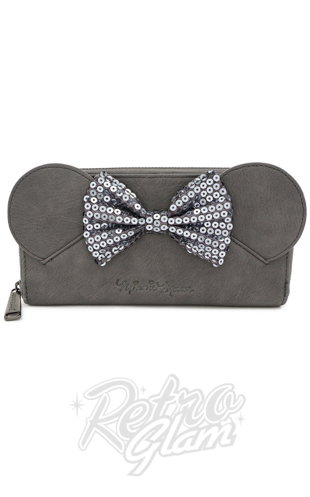 Loungefly x Disney Grey Sequin Bow Wallet