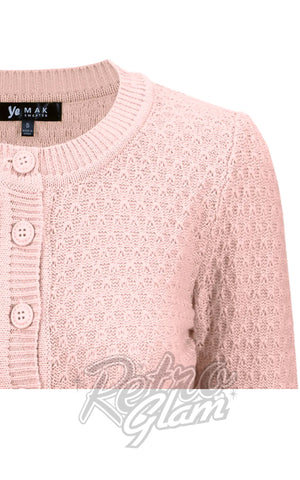 Mak Textured Cardigan in Blush Pink detail