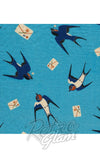 Miss Lulo Lily Dress in Blue Swallows Print fabric