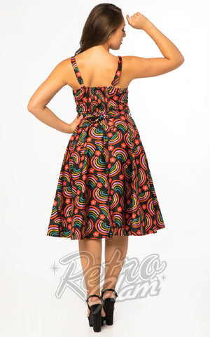 Miss Lulo Lori Dress in Rainbow Print back