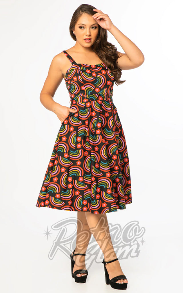 Miss Lulo Lori Dress in Rainbow Print - XL left only