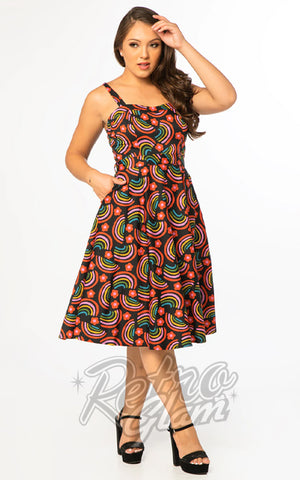 Miss Lulo Lori Dress in Rainbow Print