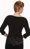 Banned bateau neckline Modern Love Top with 3/4 sleeves in Black back