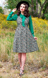 Retrolicious Helen Retro Blouse in Green with dress