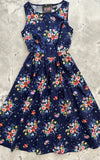 Retrolicious Midi Dress in Floral Caterpillar Print 50s