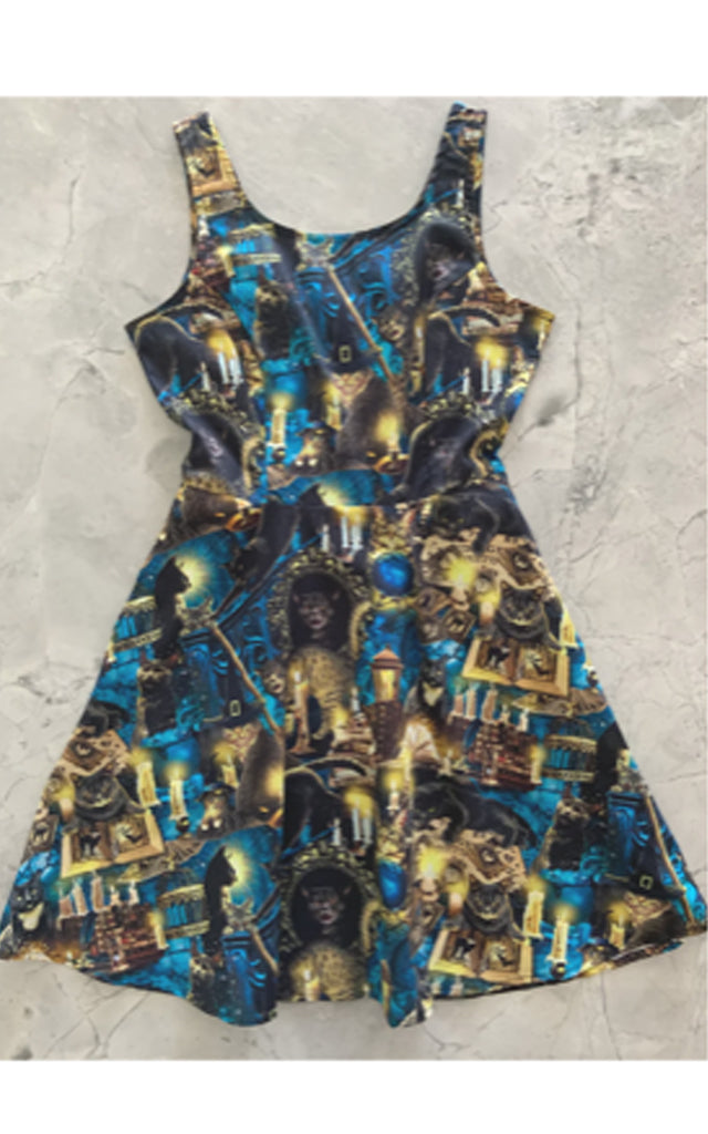 Retrolicious Skater Dress in Mystical Cats Print - XL left only