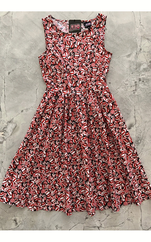 Retrolicious Vintage Dress in Peppermint Print - S left only