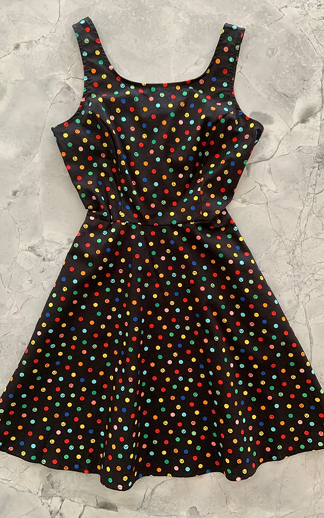 Retrolicious Skater Dress in Happy Dots Print - S left only