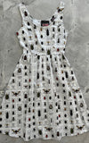 Retrolicious Fit & Flare Dress in Bug Stamps Print 50s