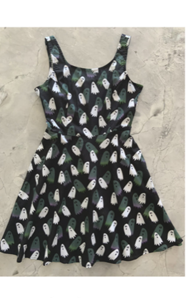 Retrolicious Skater Dress in Ghosts Print - S & M left only