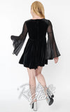 Smak Parlour Aura Babydoll Dress in Black Velvet back