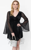 Smak Parlour Aura Babydoll Dress in Black Velvet 60s