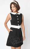 Smak Parlour Black & White Quilted Mini Dress 60s