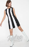 Smak Parlour Black & White Scallop Stripe Mini Dress mod