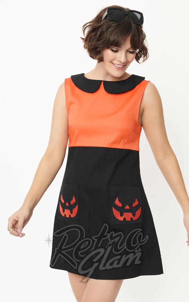 Smak Parlour Black & Orange Pumpkin Power Mini Dress - XL & 2XL left only