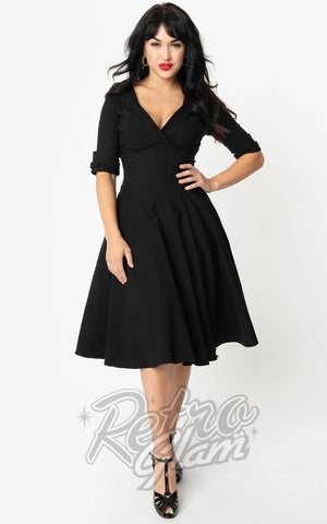Unique Vintage Delores Swing Dress in Black