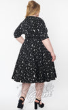 Unique Vintage Delores Swing Dress in Silver Galaxy Print plus sized back