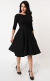 Unique Vintage 1950's Devon Swing Dress in Black 2