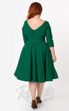 Unique Vintage 1950's Devon Swing Dress in Emerald Green curvy back