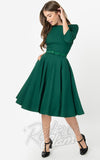 Unique Vintage 1950's Devon Swing Dress in Emerald Green  50s