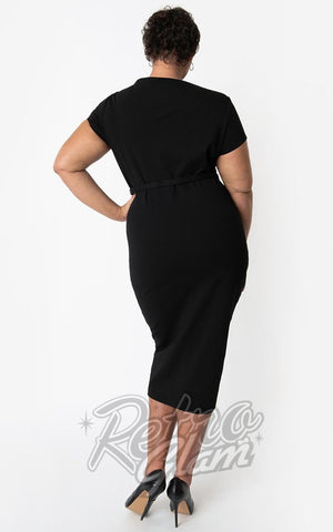 Unique Vintage Diane Wiggle Dress in Black back