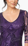 Unique Vintage Margaux 3/4 Sleeve Purple Flapper Dress detail