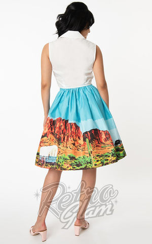 Unique Vintage Gellar Swing Skirt in Western Landscape back
