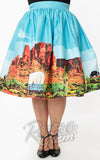Unique Vintage Gellar Swing Skirt in Western Landscape curvy detail