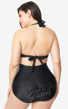 Unique Vintage Monroe Bikini Top in Black curvy back