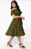 Unique Vintage Nashville Swing Dress in Black Pineapple Print rockabilly
