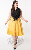 Unique Vintage Oakley Swing Skirt in Mustard Yellow plus sized