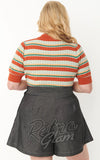 Unique Vintage Prim & Pretty Sweater in Orange & Mint Stripes curvy back