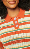 Unique Vintage Prim & Pretty Sweater in Orange & Mint Stripes detail