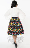 Unique Vintage Swing Skirt in Multicolor Planets Print back