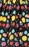 Unique Vintage Swing Skirt in Multicolor Planets Print fabric