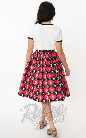 Unique Vintage Hot Stuff Little Devil Checkered Print Swing Skirt - S & XL left
