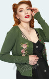 Voodoo Vixen Green Vintage Floral Embroidered Cardigan 40s