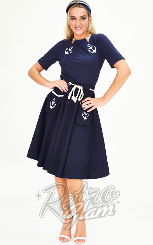 Voodoo Vixen Florence Anchor & Rope Flare Skirt - M left only