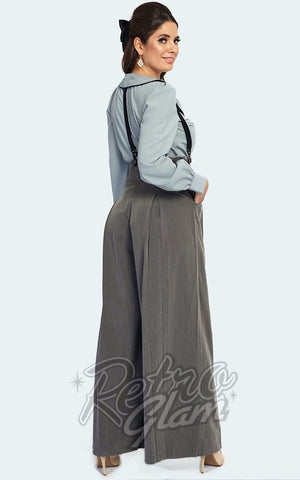 Voodoo Vixen Kourt Suspender Trousers in Grey side